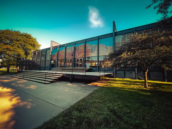 a building with a glass front